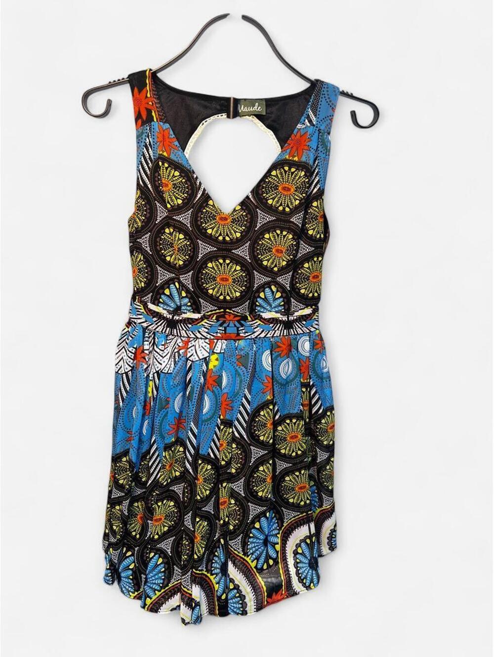Anthropologie Maude Vivante Geometric Floral Mandala Mini Dress Cutout Back‎